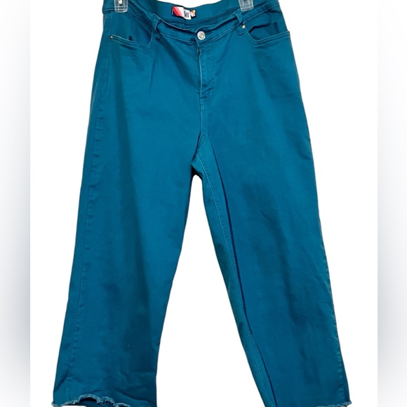 YMI Freckled Poppy USA High Rise Trouser Wide Leg Teal Green Jeans XL - Picture 2 of 7